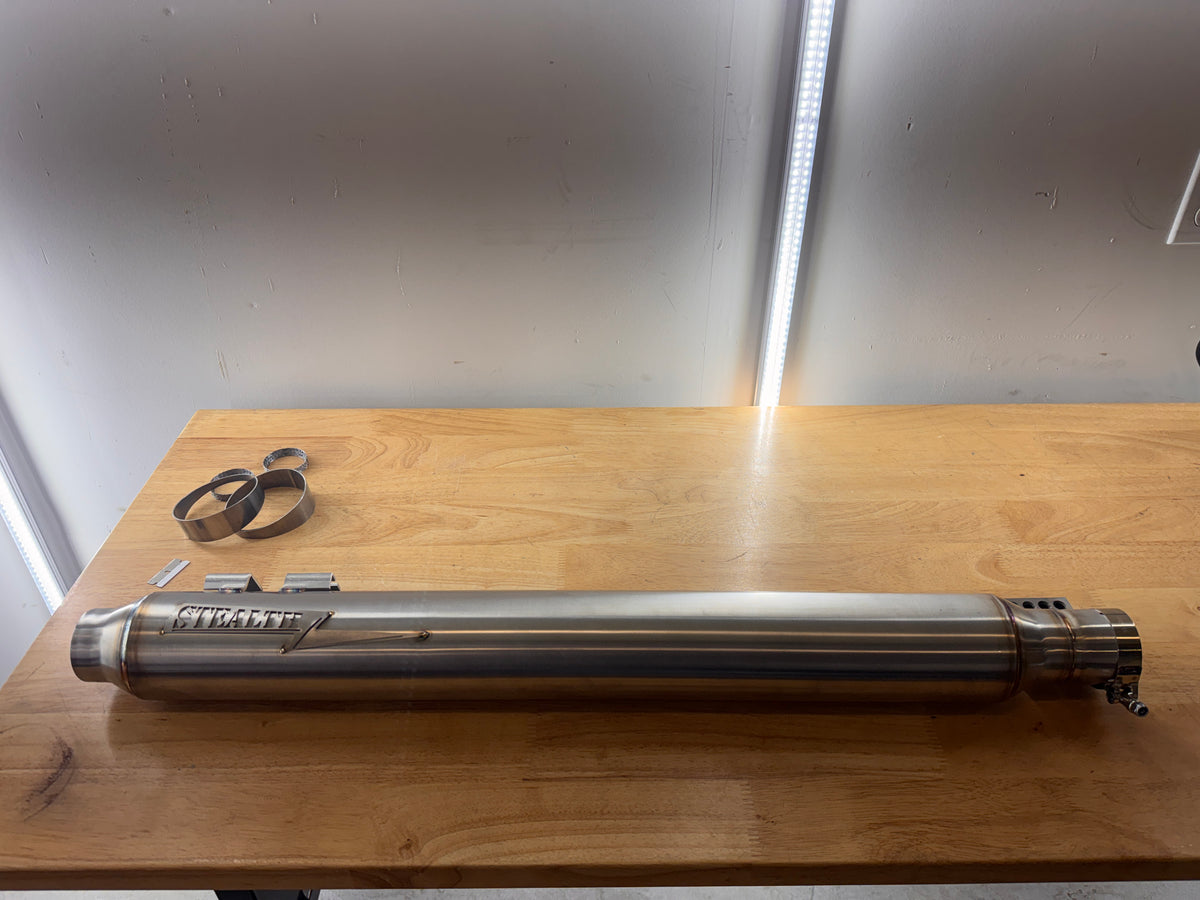 Pipe Bomb Full Length Harley Bagger Slip On 2.25" Muffler, photo 3 of 9