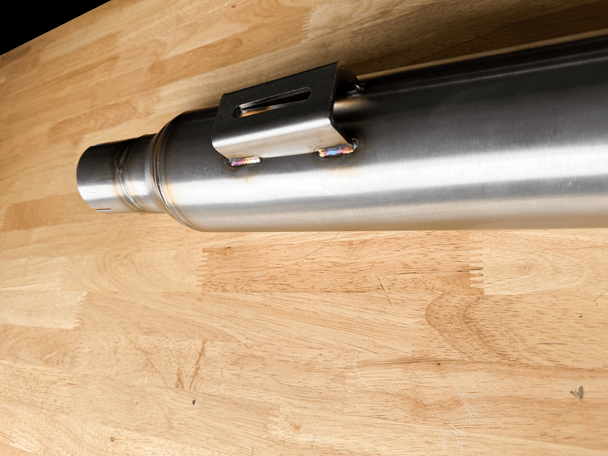 Stealth Pipes Mid-Length Pipe Bomb Muffler with mounting clamp – stainless modular exhaust upgrade, photo 9 of 10