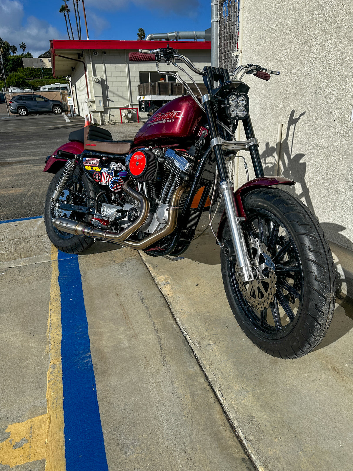 Harley Sportster motorcycle with Stealth Pipes exhaust system – rider lifestyle photo, 1986–2003 model, photo 12 of 16