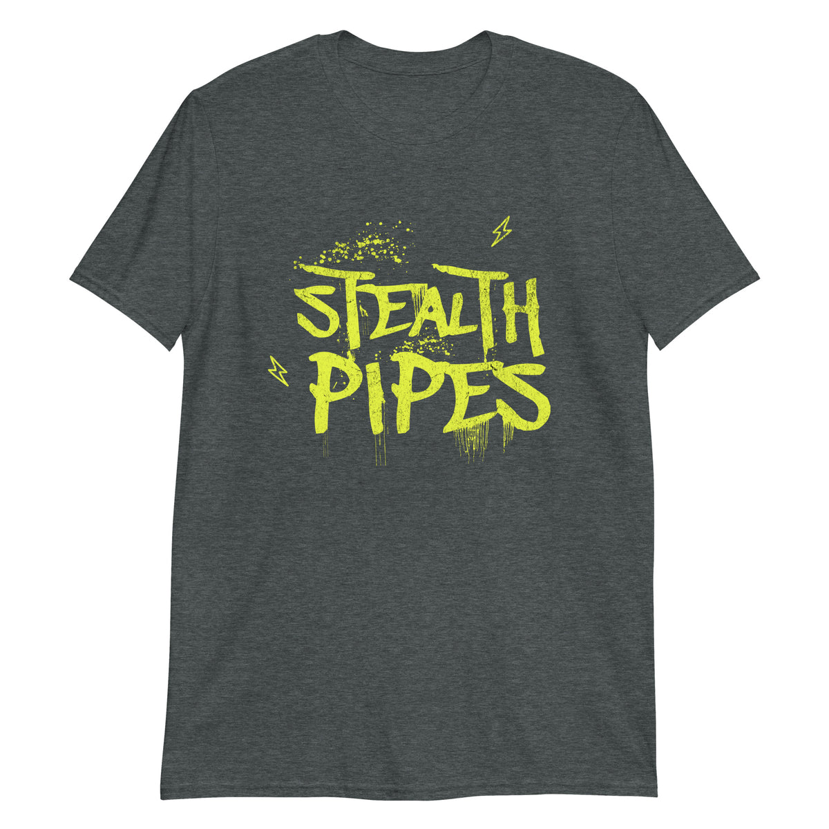 Stealth Pipes Rockstar T-shirt in dark grey – graffiti-style neon logo, photo 2 of 4